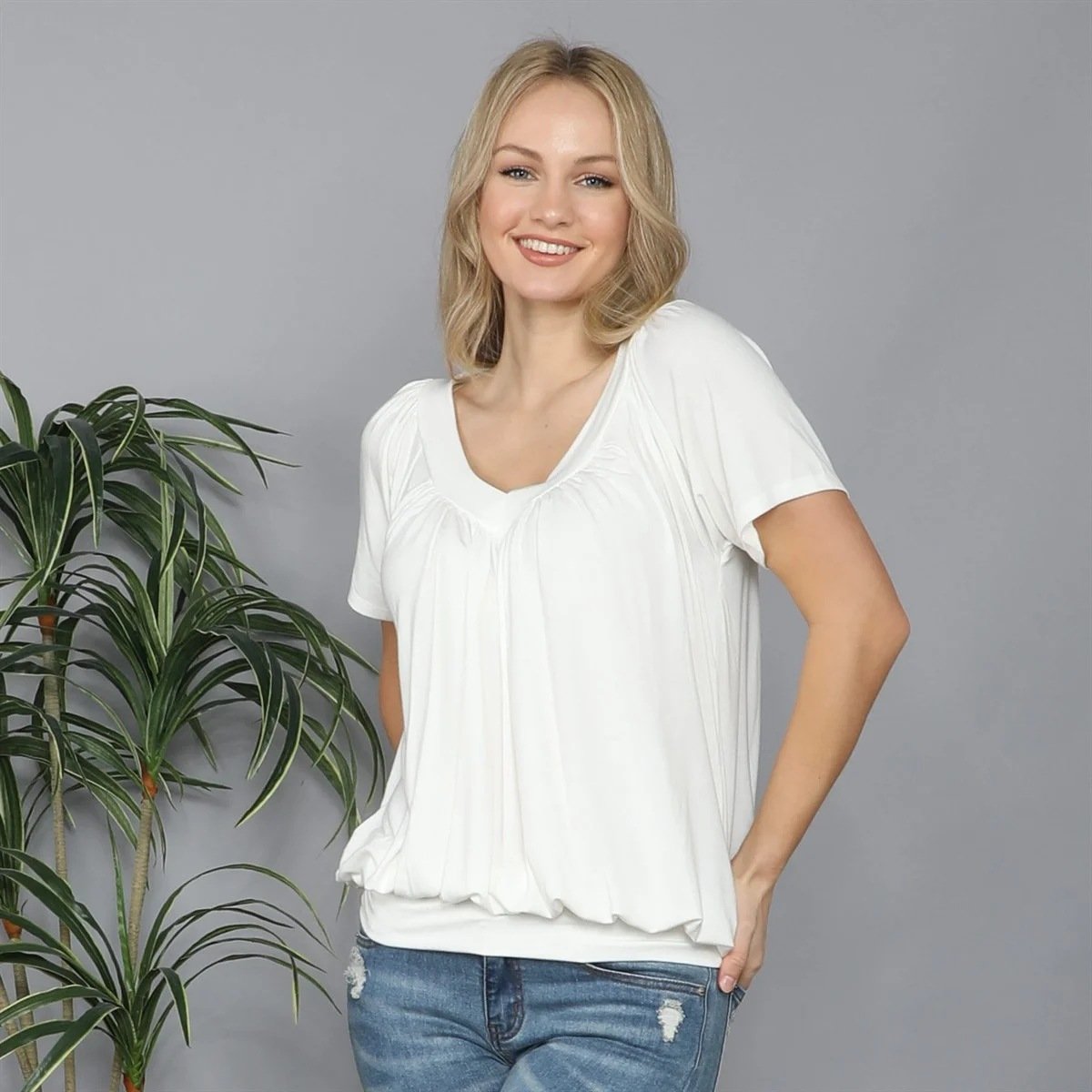 Sofia Pleated V-Neck Top