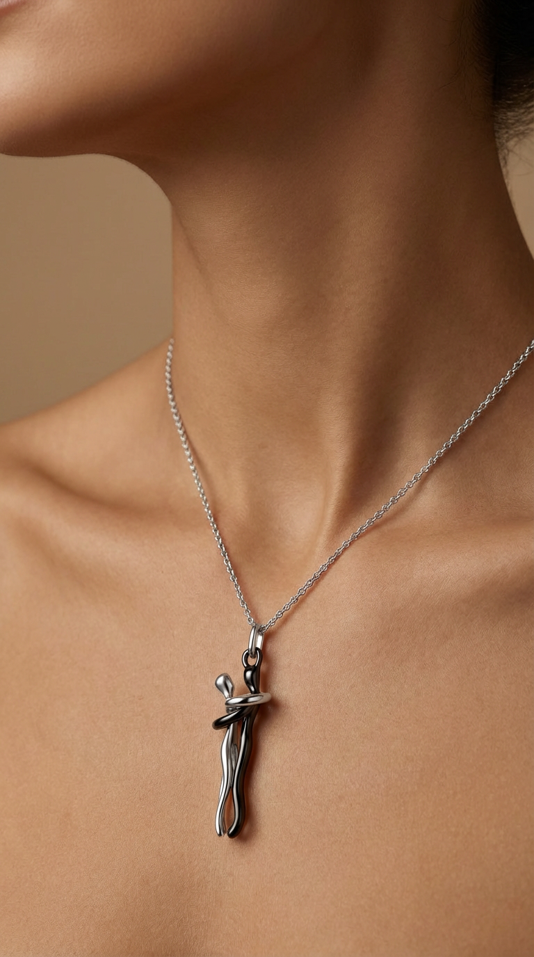 Eternal Embrace Two-Tone Pendant Necklace