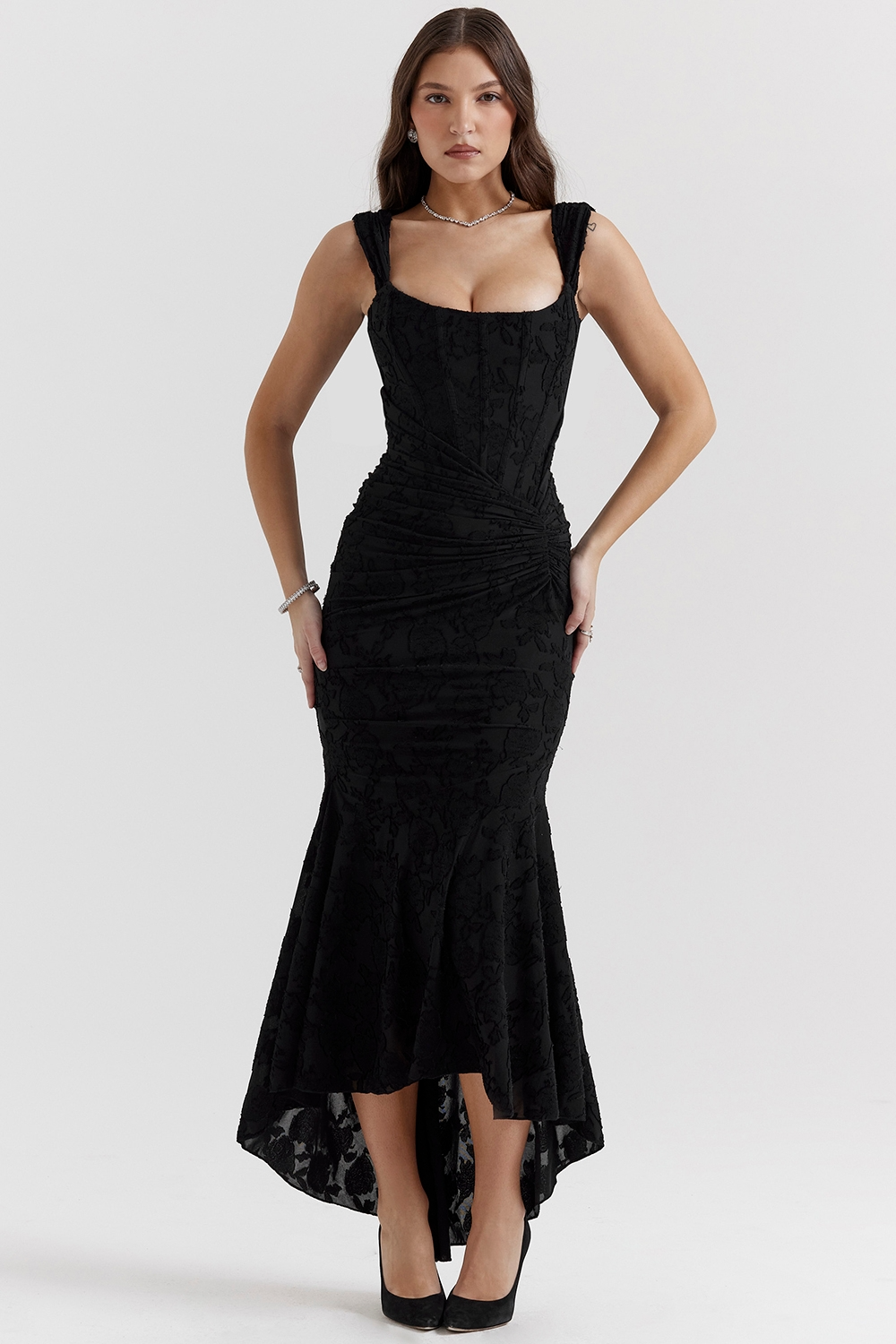 Chloe Ruffle Hem Midi Dress