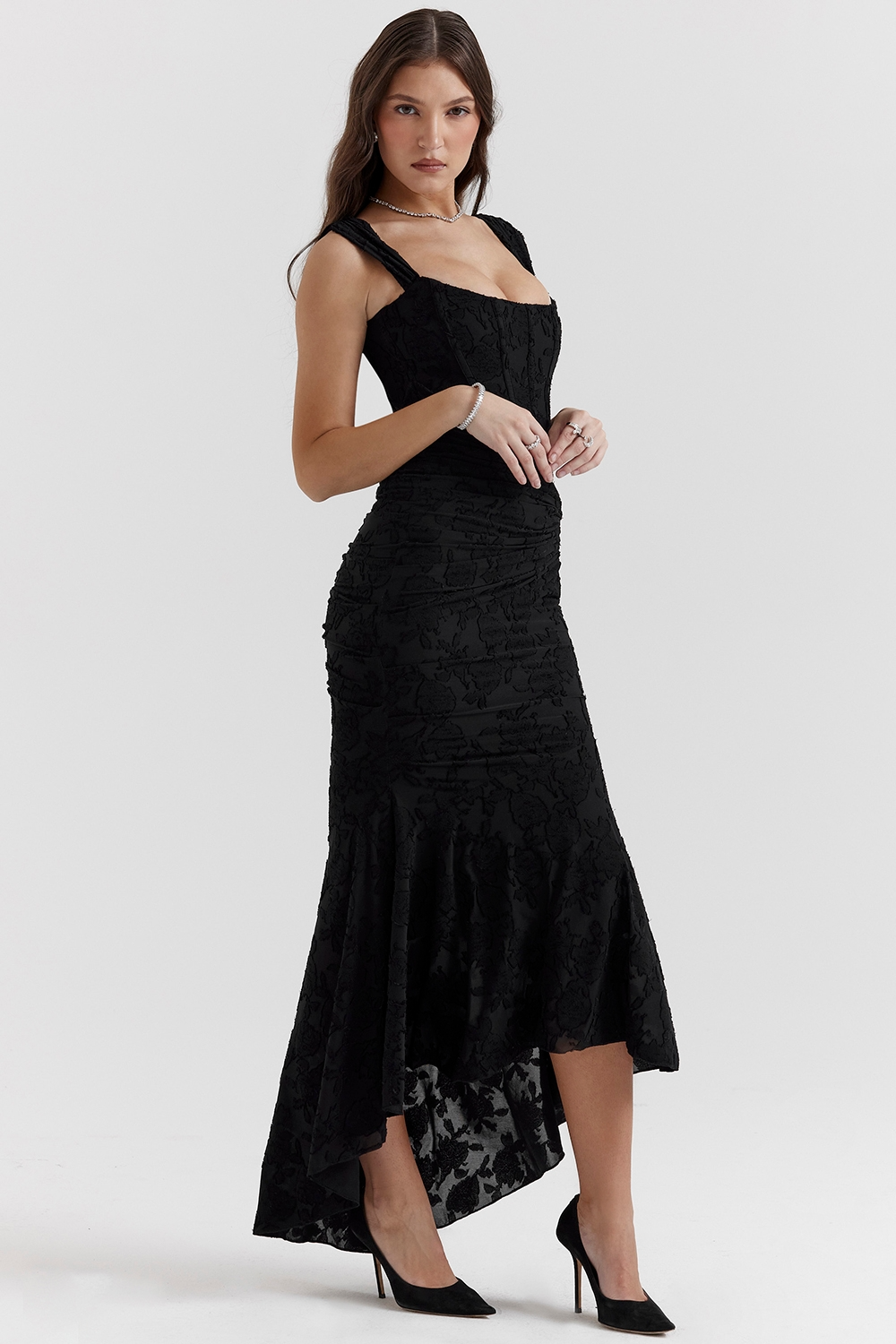 Chloe Ruffle Hem Midi Dress
