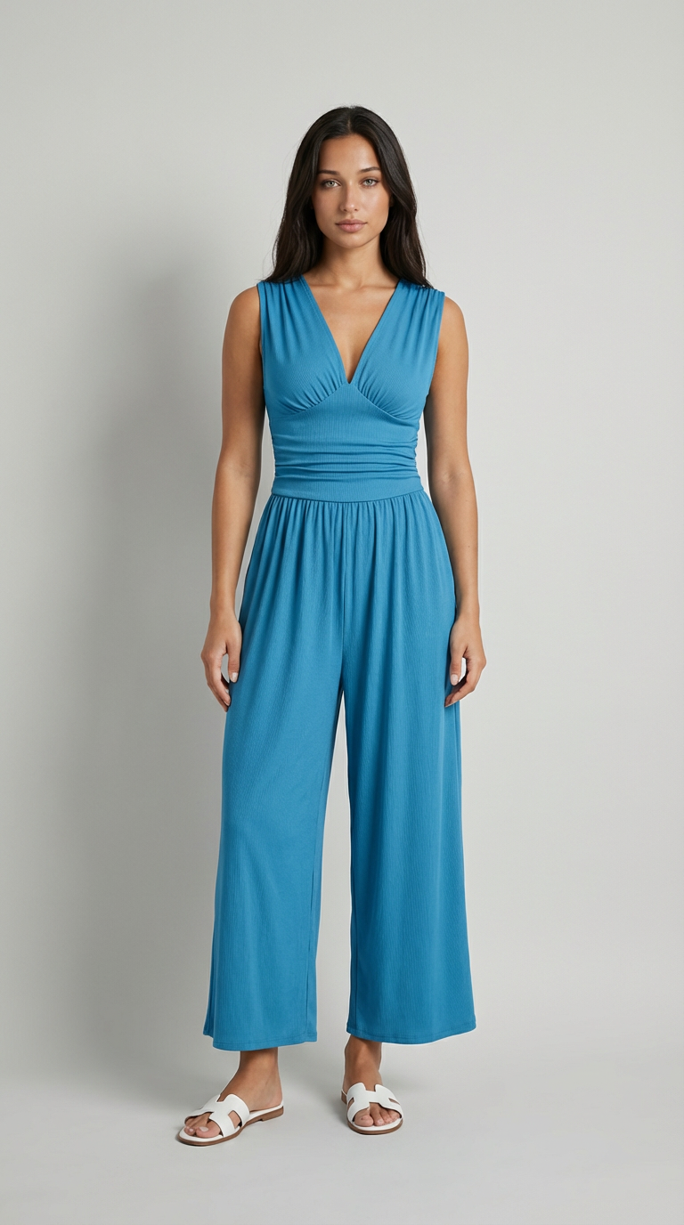 Valentina Plunge Wide-Leg Jumpsuit