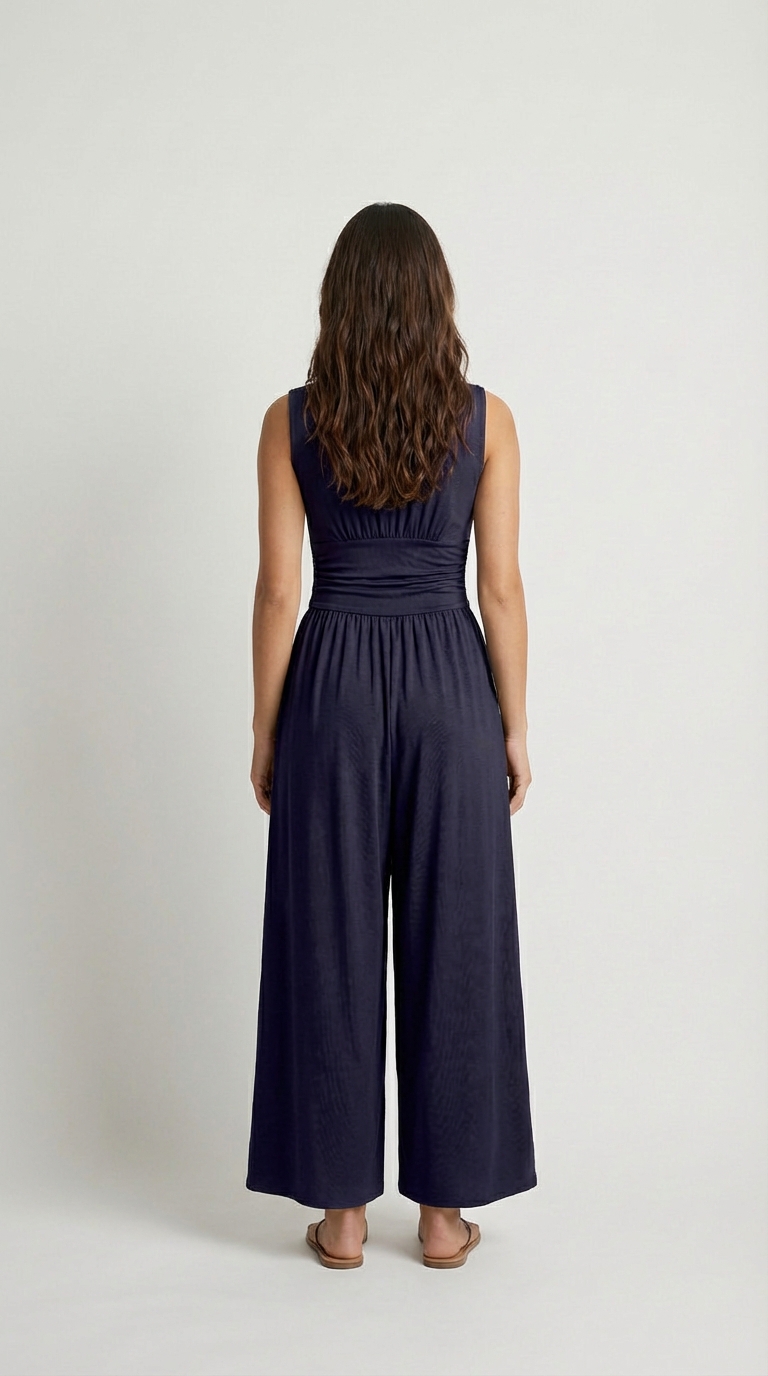Valentina Plunge Wide-Leg Jumpsuit