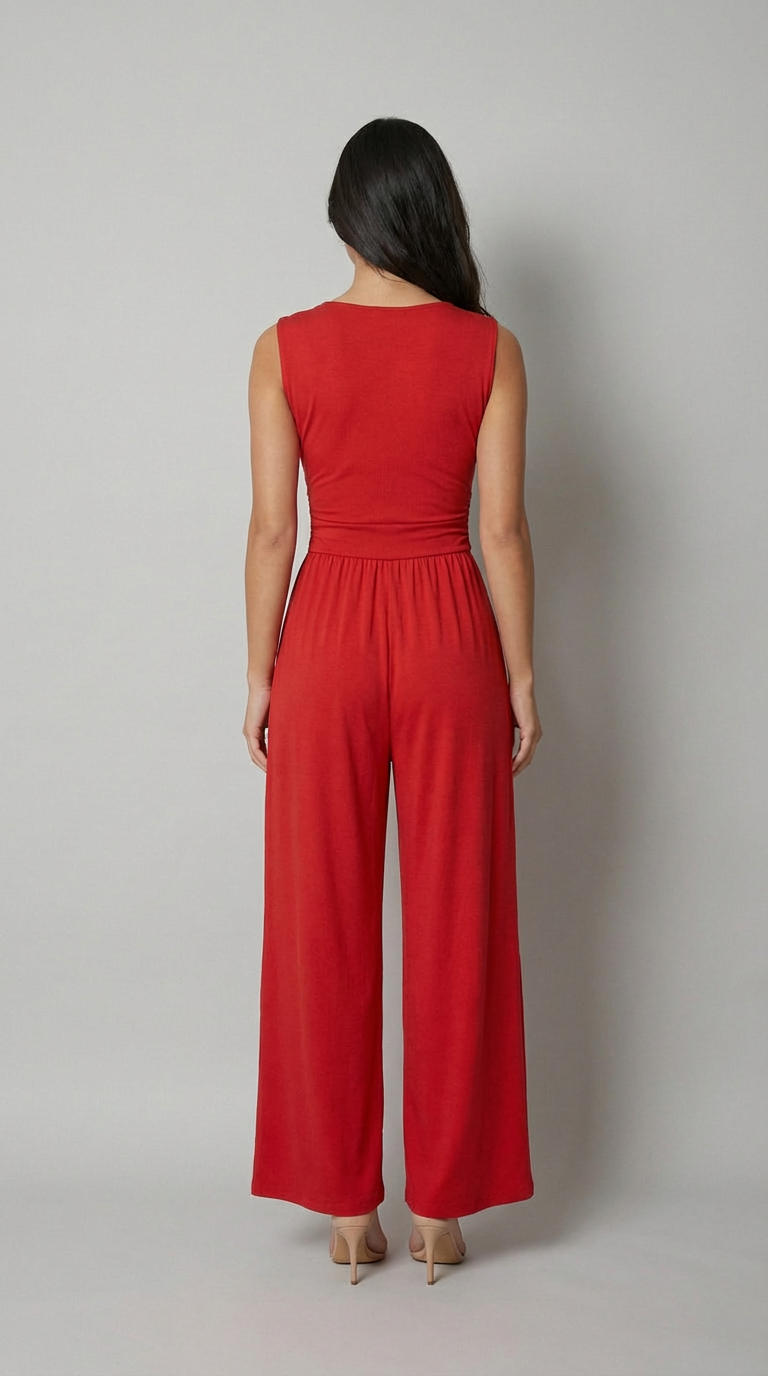 Valentina Plunge Wide-Leg Jumpsuit