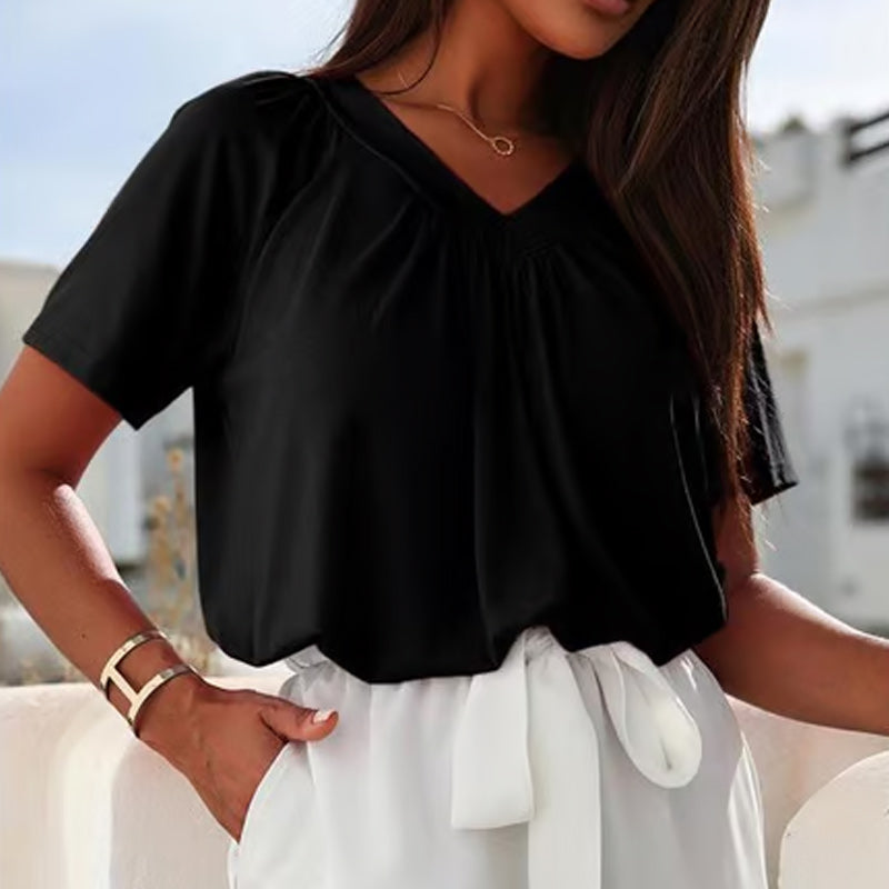 Sofia Pleated V-Neck Top