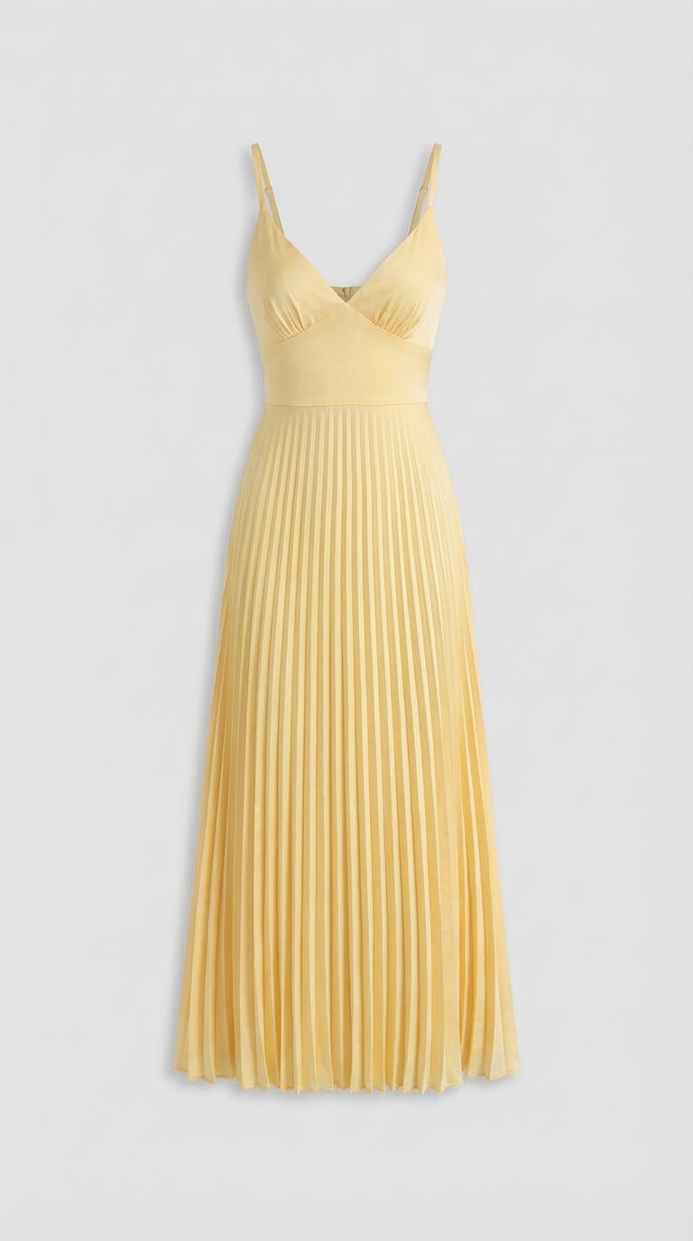 Elodie Pleated V-Neck Maxi Dress