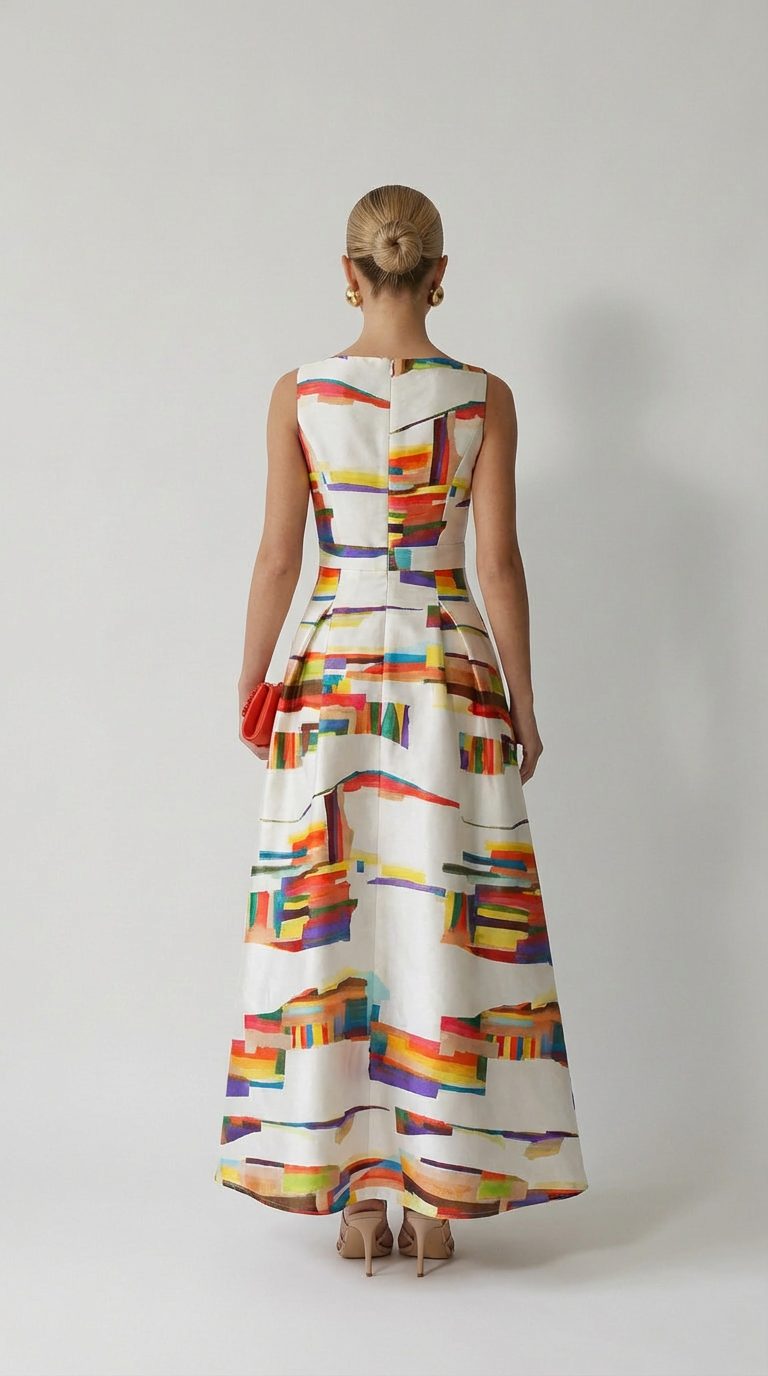 Aurora Abstract Satin Maxi Dress
