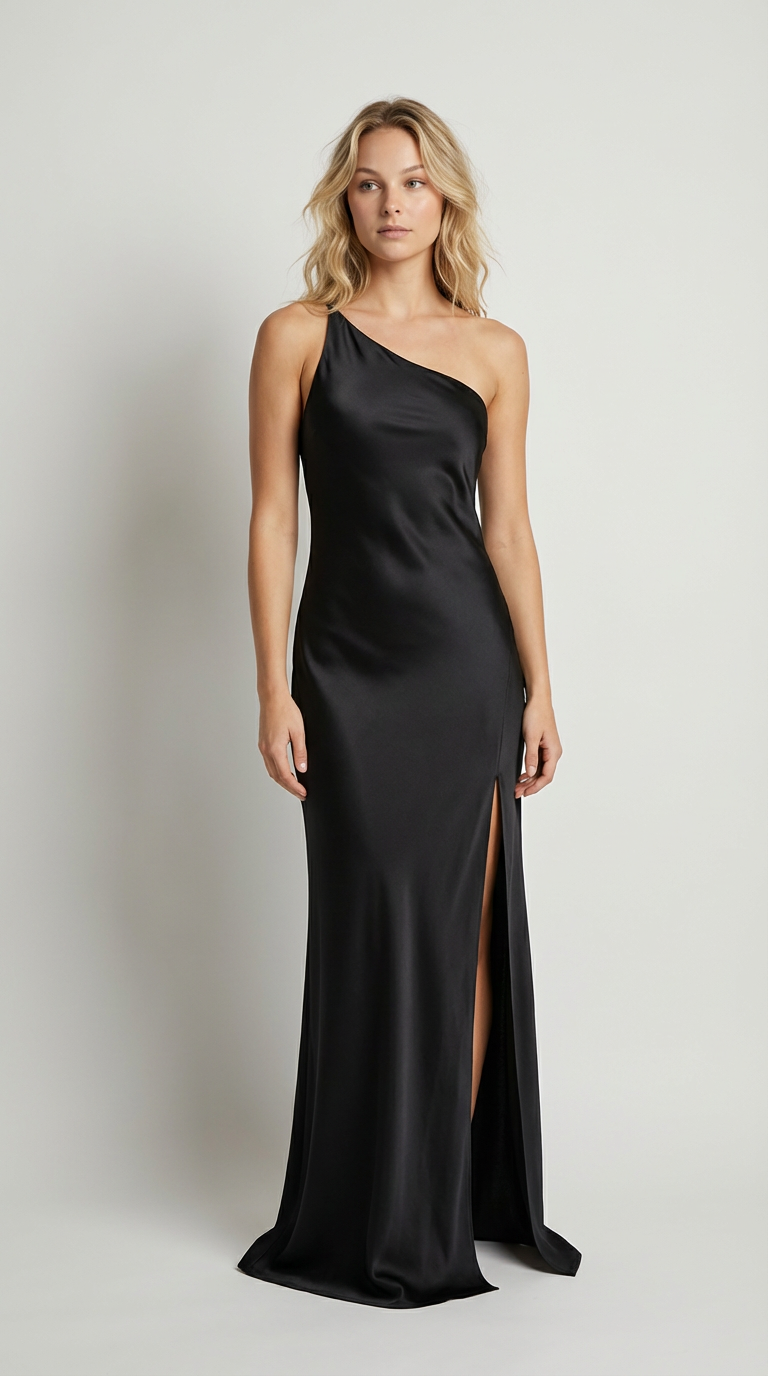 Golden Hour One-Shoulder Satin Maxi