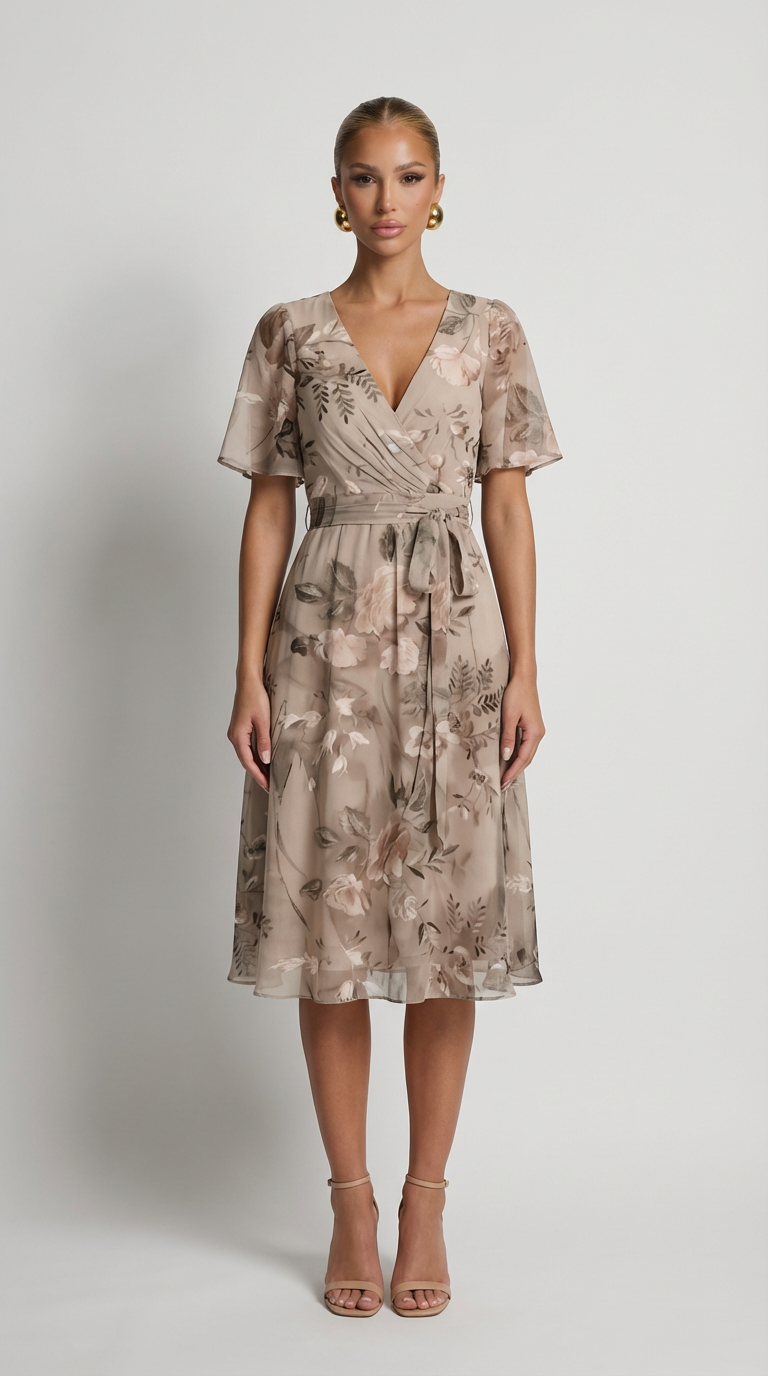 Isabella Floral Wrap Midi Dress