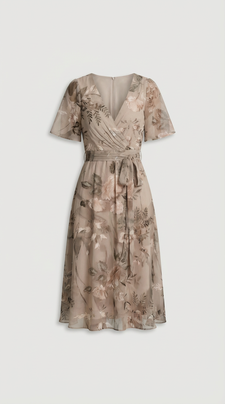 Isabella Floral Wrap Midi Dress