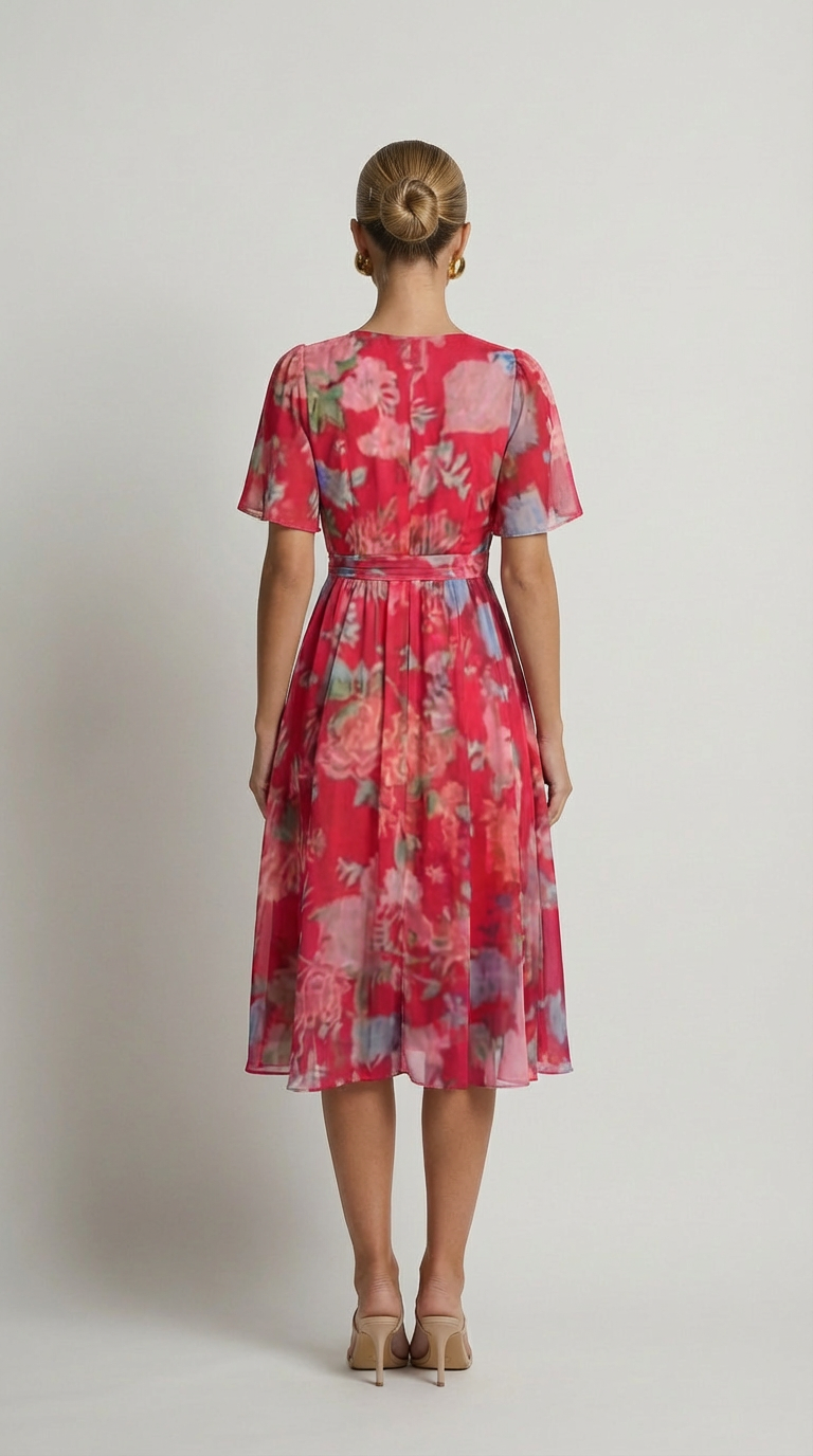 Isabella Floral Wrap Midi Dress