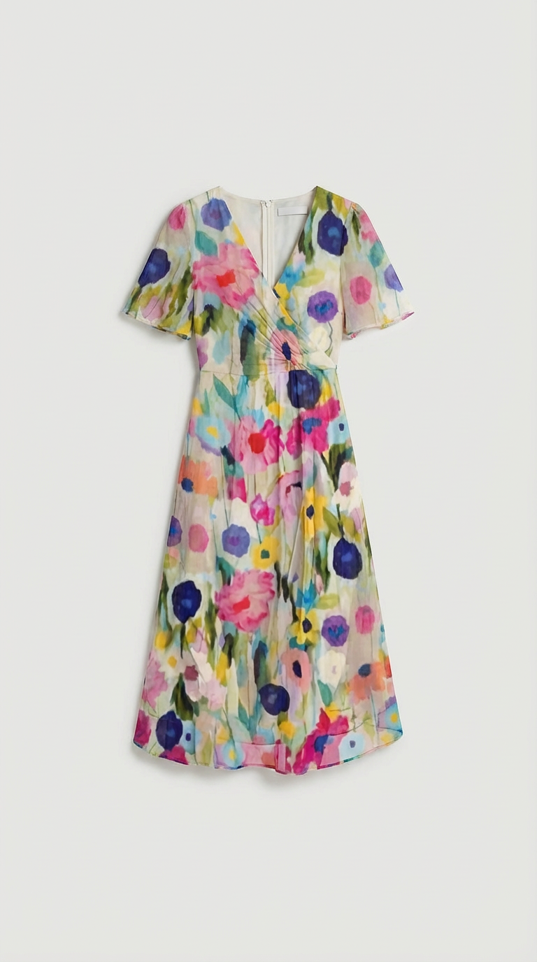Isabella Floral Wrap Midi Dress