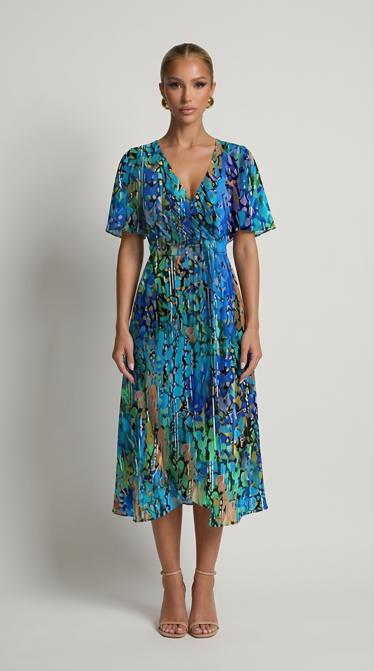 Isabella Floral Wrap Midi Dress