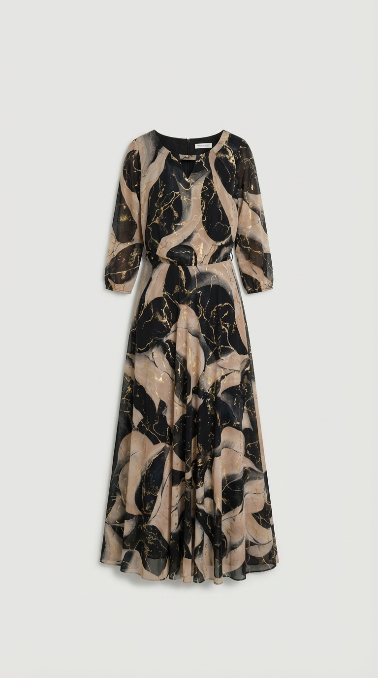 Midnight Marble Maxi Dress