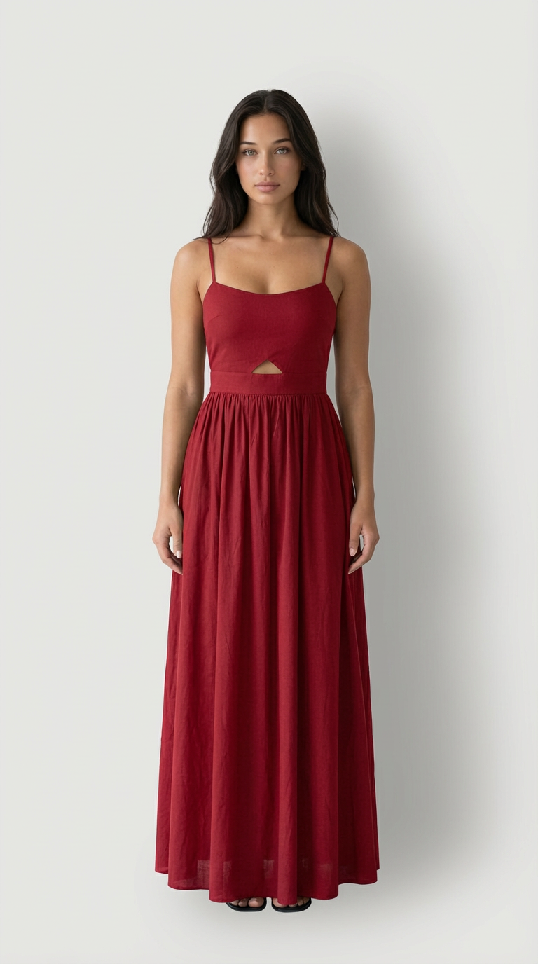 Noir Cut-Out Linen Maxi Dress