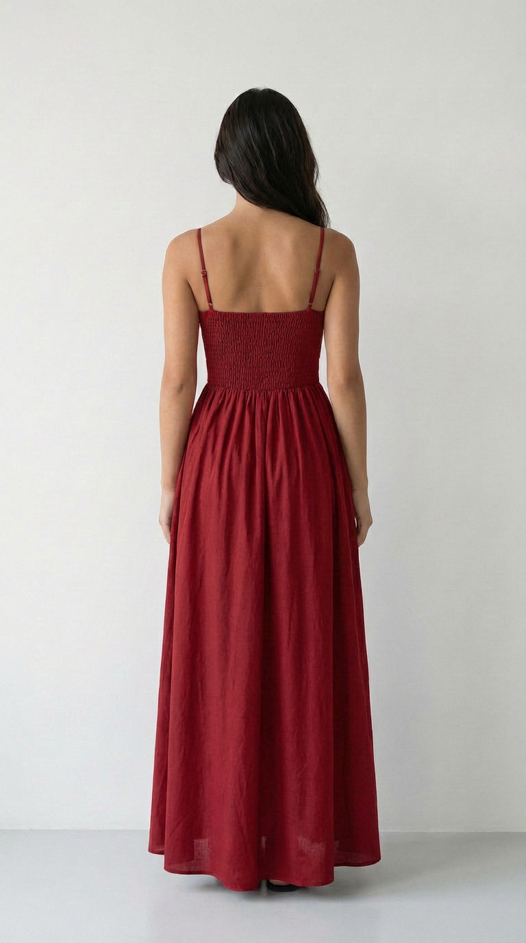 Noir Cut-Out Linen Maxi Dress