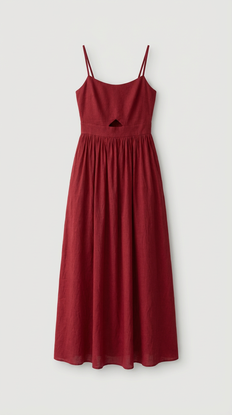 Noir Cut-Out Linen Maxi Dress